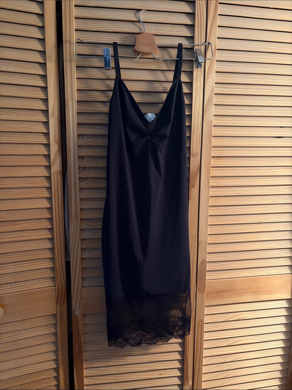Women's Black Lace Trim Slip Dress
